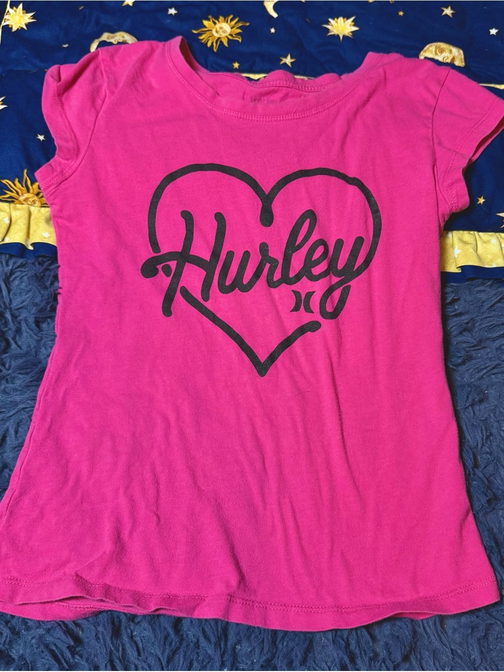 Pink Hurley Heart Girls T Shirt Size 12-13
